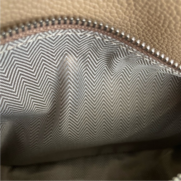 Mini Geo Panel Structured Bicolor Top Handle Bag - Taupe & Brown - Picture 9 of 13